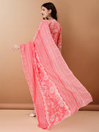 Angrakha Style Floral Printed A-Line Kurta With Pant & Dupatta, Pink - Hiral Fashion | Grocsy
