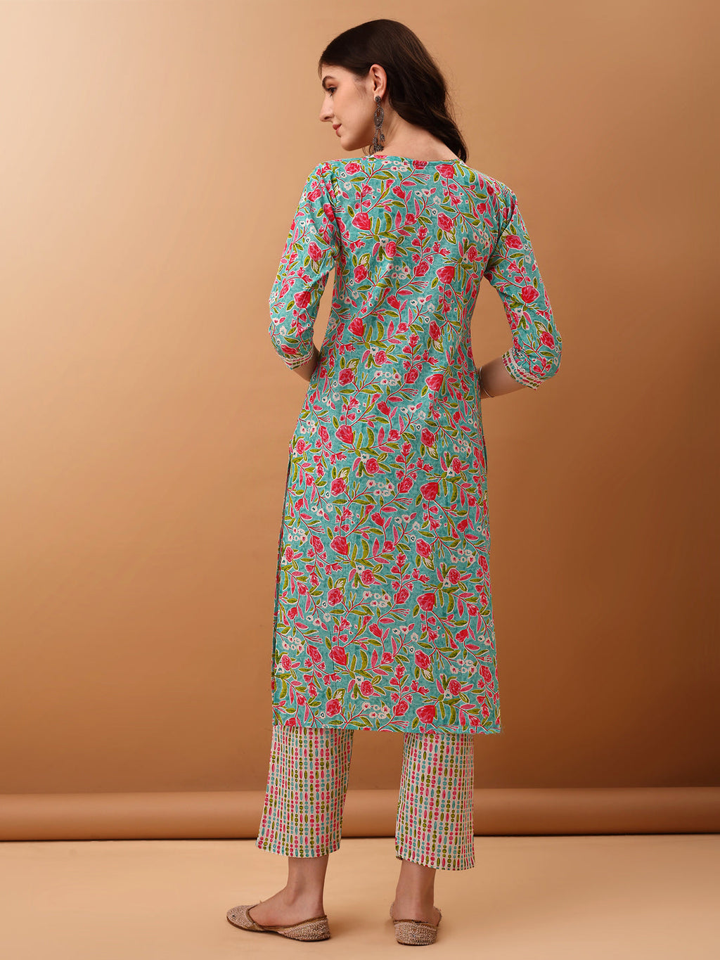 Embroidered & Floral Printed Kurta With Pant & Dupatta, Green - Hiral Fashion | Grocsy