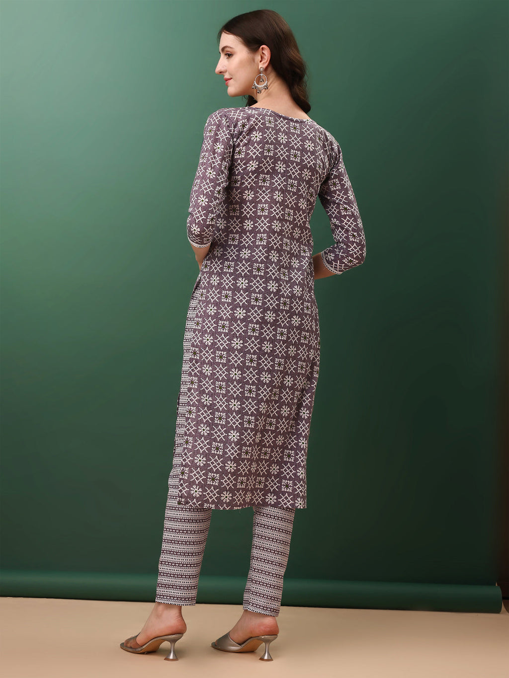 Ethnic Motifs Printed Kurta With Lace Detailing And Pant & Dupatta, Lavender - Hiral Fashion | Grocsy