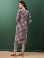 Ethnic Motifs Printed Kurta With Lace Detailing And Pant & Dupatta, Lavender - Hiral Fashion | Grocsy