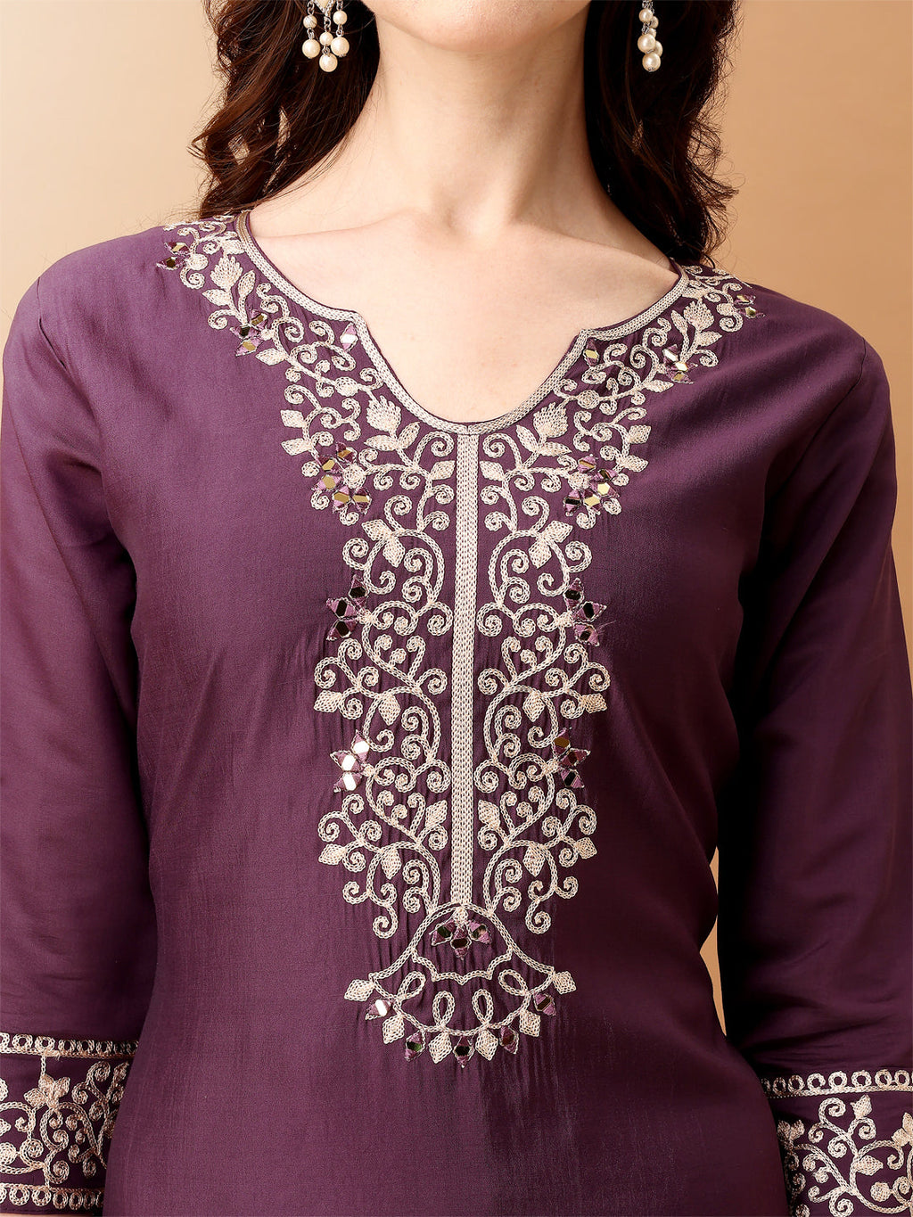 Embroidered Kurta With Pant & Embroidered Dupatta, Purple - Hiral Fashion | Grocsy