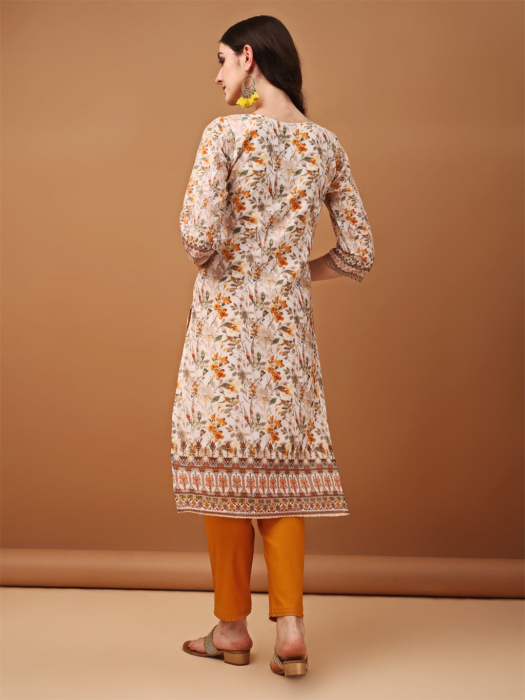 Hand Embroidered,Schiffli & Printed Kurta With Pant & Printed Dupatta, Yellow - Hiral Fashion | Grocsy