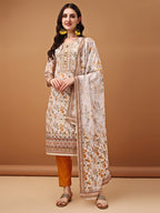 Hand Embroidered,Schiffli & Printed Kurta With Pant & Printed Dupatta, Yellow - Hiral Fashion | Grocsy