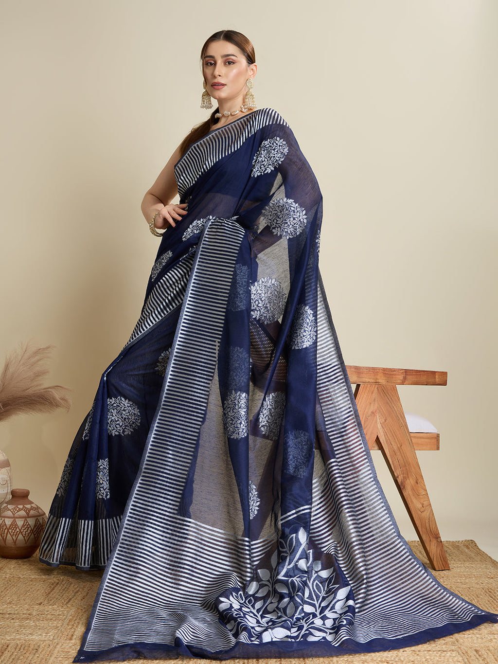 Dwija Fashion Royal Blue Casual Wear Soft Silk Bas Weaving Saree With Unstitched Blouse | Grocsy