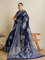 Dwija Fashion Royal Blue Casual Wear Soft Silk Bas Weaving Saree With Unstitched Blouse | Grocsy