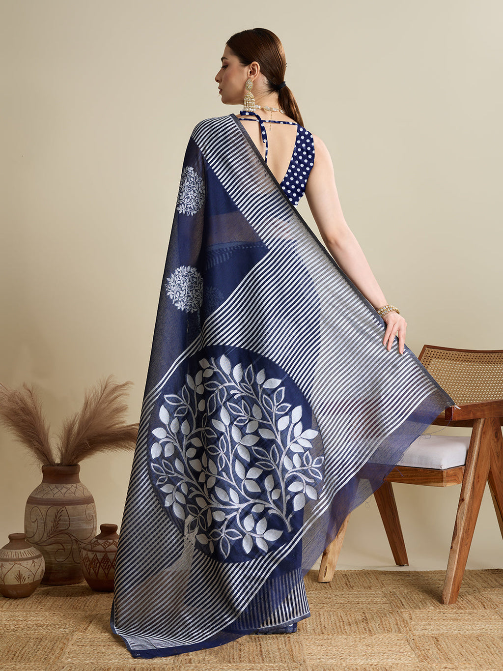Dwija Fashion Royal Blue Casual Wear Soft Silk Bas Weaving Saree With Unstitched Blouse | Grocsy