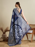 Dwija Fashion Royal Blue Casual Wear Soft Silk Bas Weaving Saree With Unstitched Blouse | Grocsy