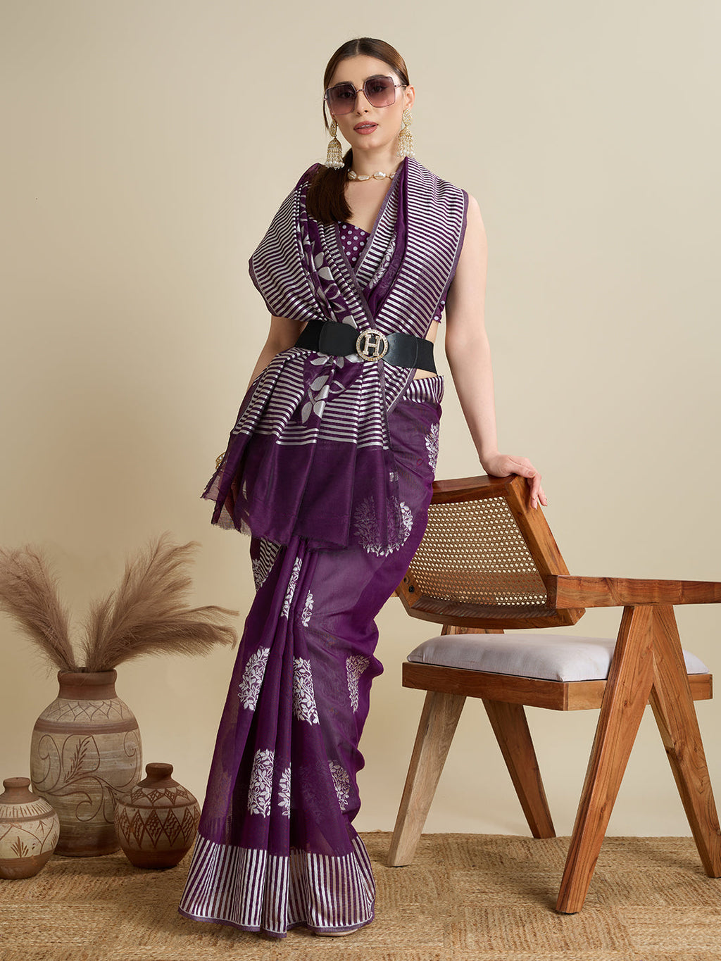 Dwija Fashion Deep Purple Casual Wear Soft Silk Bas Weaving Saree With Unstitched Blouse | Grocsy