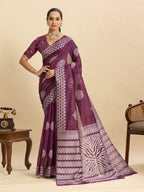Dwija Fashion Dark Purple Casual Wear Soft Silk Bas Weaving Saree With Unstitched Blouse | Grocsy