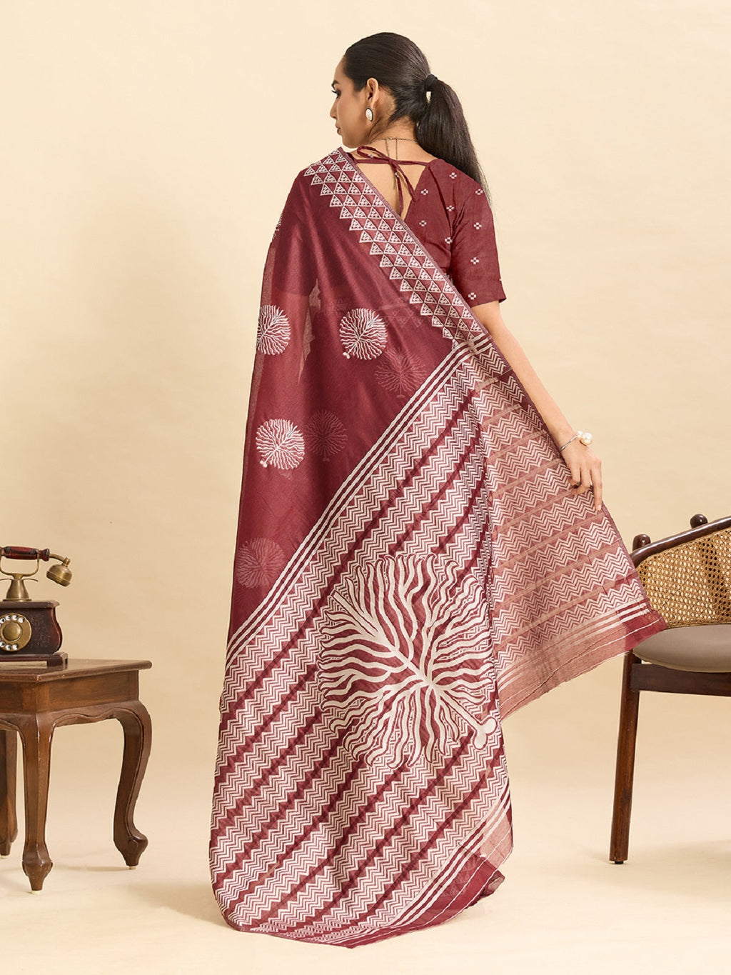 Dwija Fashion Maroon Casual Wear Soft Silk Bas Weaving Saree With Unstitched Blouse | Grocsy
