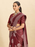 Dwija Fashion Maroon Casual Wear Soft Silk Bas Weaving Saree With Unstitched Blouse | Grocsy