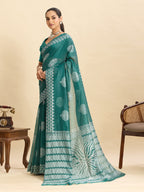 Dwija Fashion Green Casual Wear Soft Silk Bas Weaving Saree With Unstitched Blouse | Grocsy