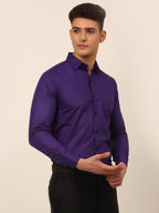 Jainish Men's Purple Formal Solid Shirts | Grocsy