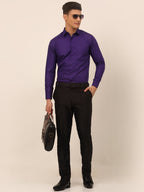 Jainish Men's Purple Formal Solid Shirts | Grocsy