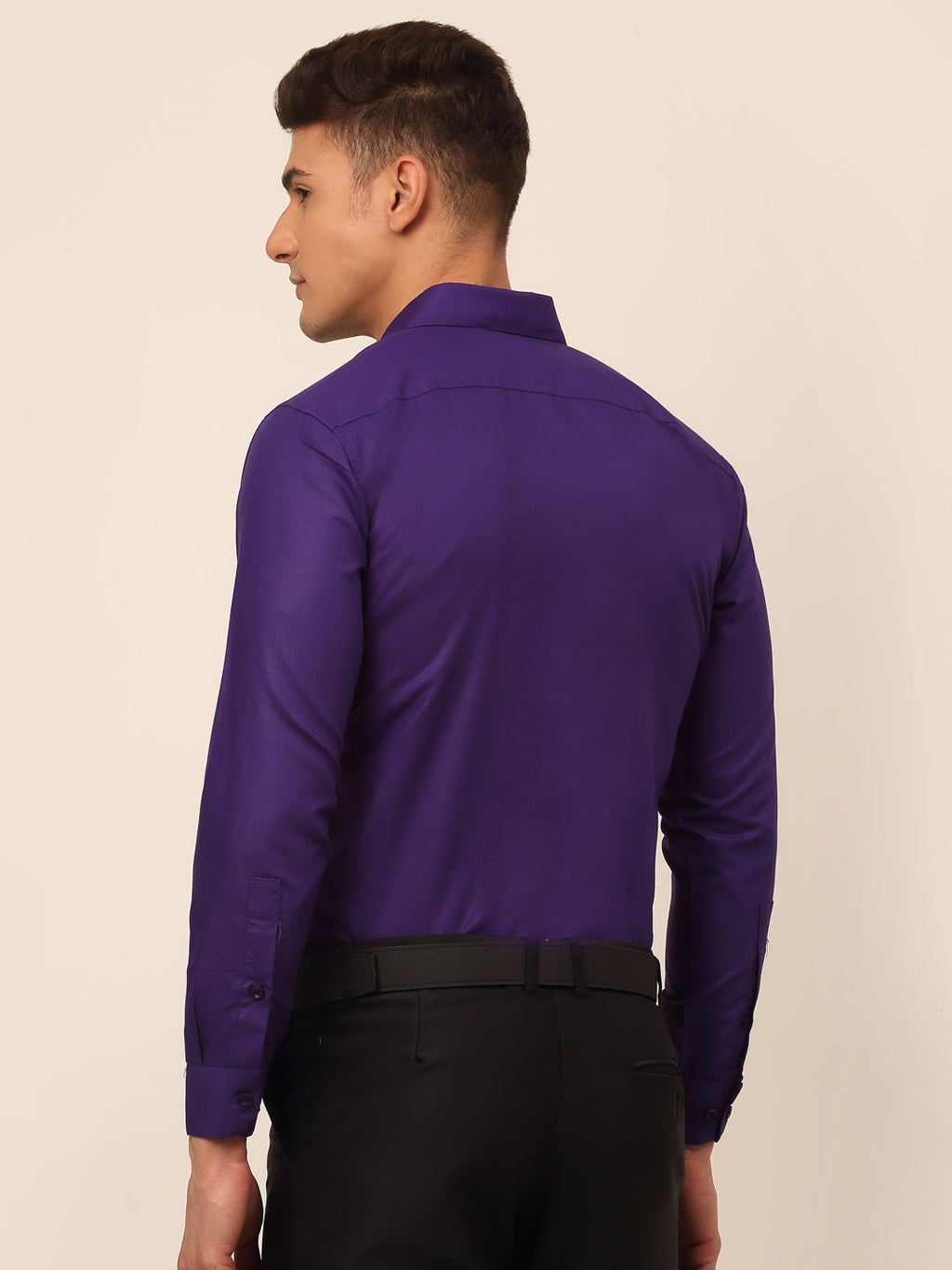 Jainish Men's Purple Formal Solid Shirts | Grocsy