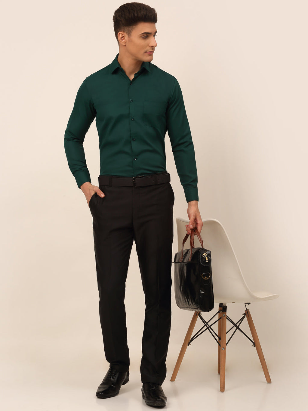 Jainish Men's Green Formal Solid Shirts | Grocsy