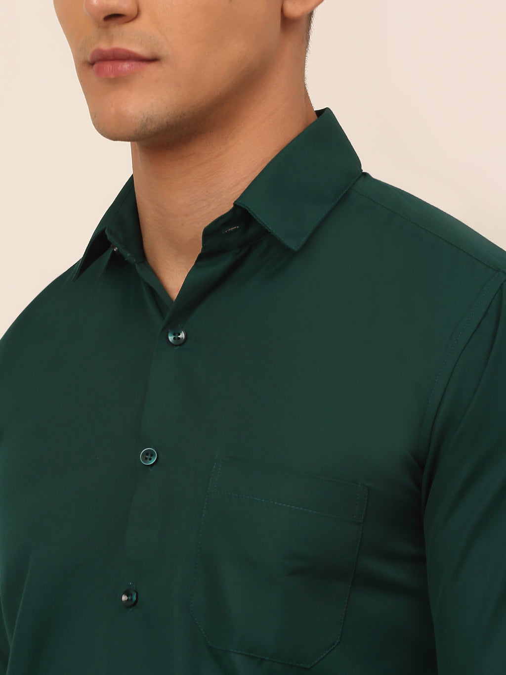 Jainish Men's Green Formal Solid Shirts | Grocsy