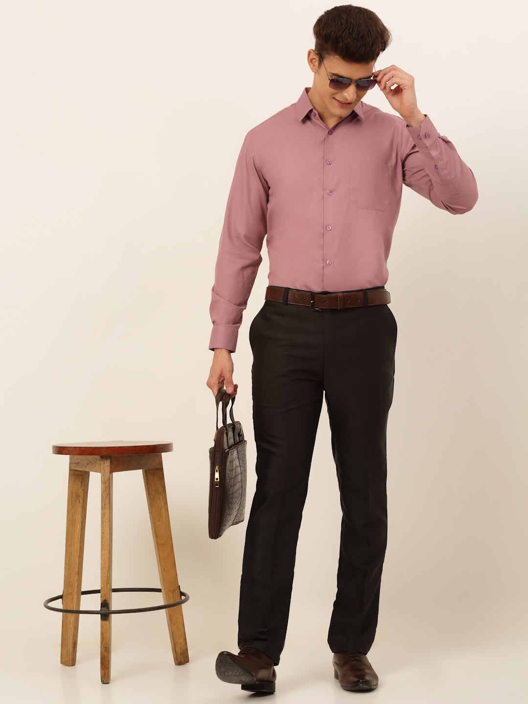 Jainish Men's Magenta Pink Formal Solid Shirts | Grocsy