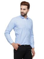 Jainish Blue Formal Shirt with white detailing ( SF 419Blue ) | Grocsy