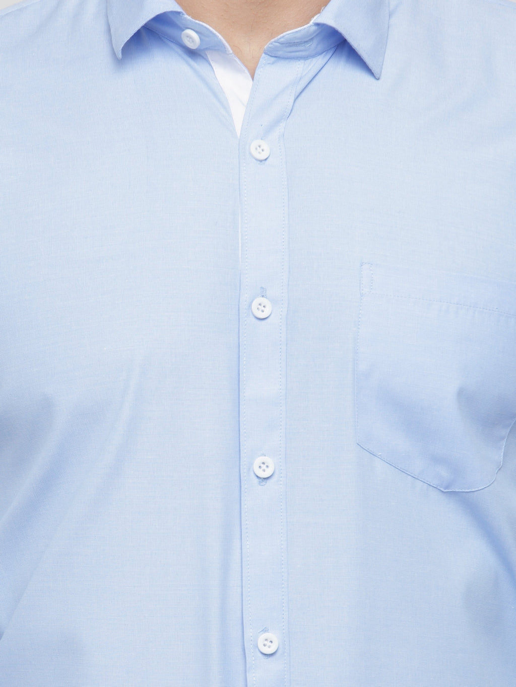 Jainish Blue Formal Shirt with white detailing ( SF 419Blue ) | Grocsy