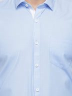 Jainish Blue Formal Shirt with white detailing ( SF 419Blue ) | Grocsy