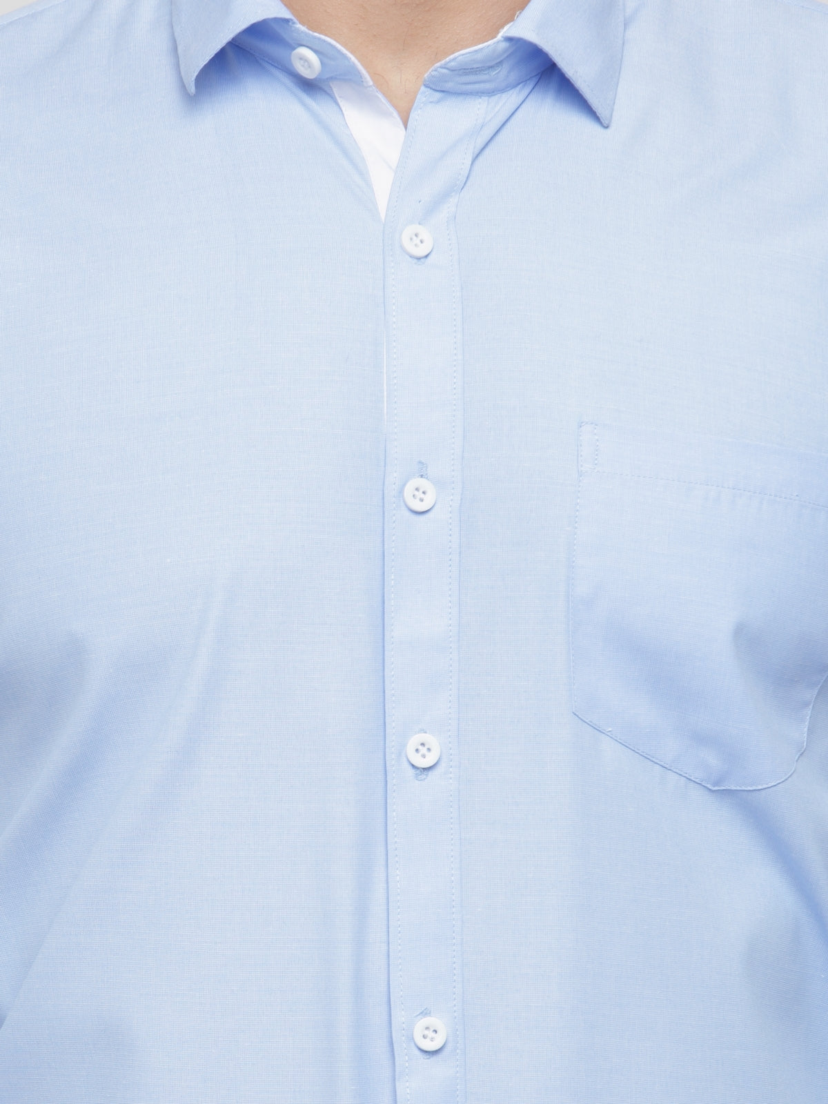 Jainish Blue Formal Shirt with white detailing ( SF 419Blue ) | Grocsy