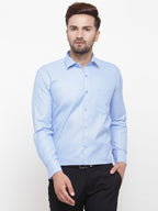 Jainish Blue Men's Cotton Geometric Formal Shirts ( SF 434Blue ) | Grocsy