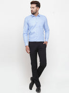 Jainish Blue Men's Cotton Geometric Formal Shirts ( SF 434Blue ) | Grocsy