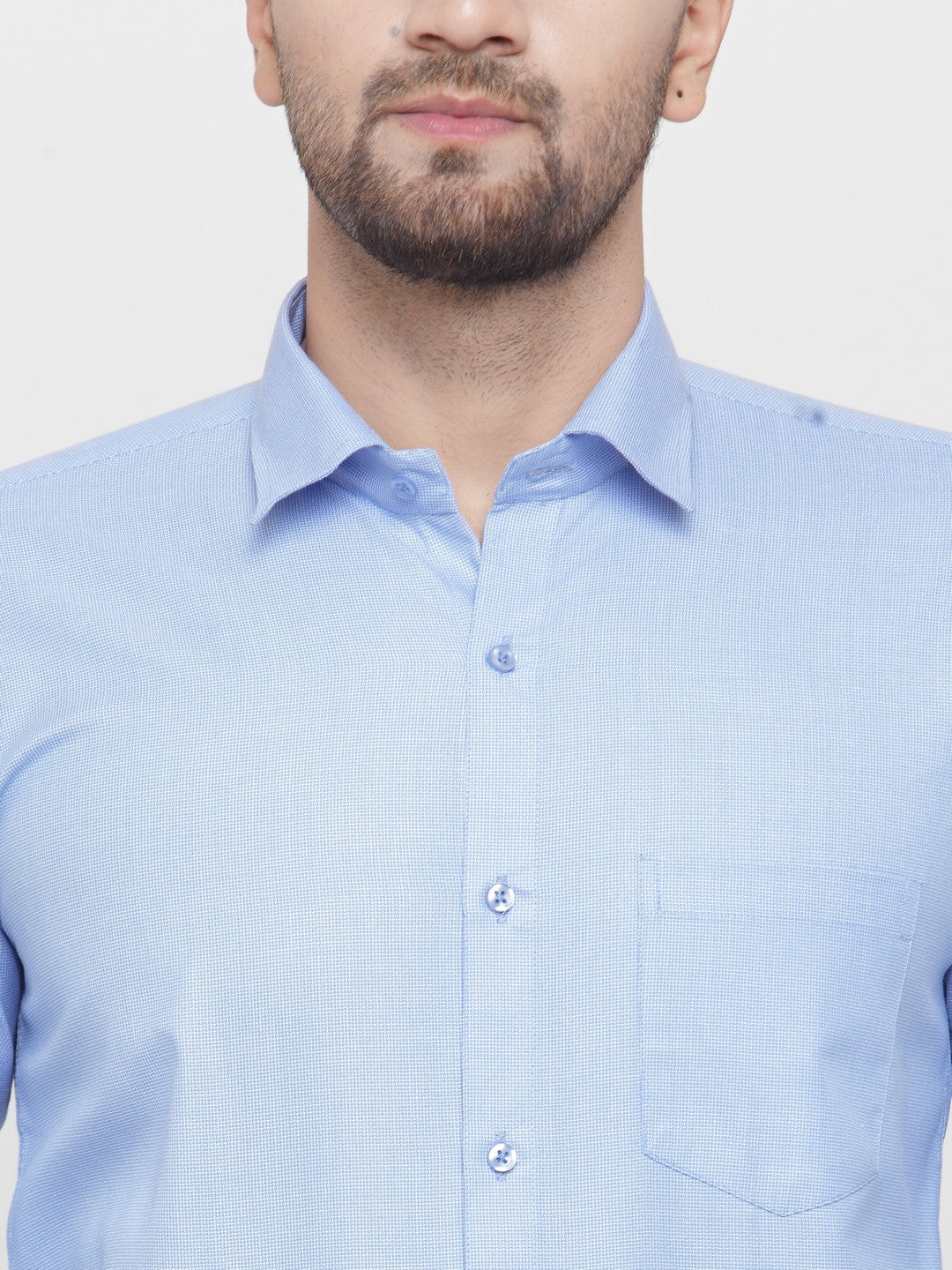 Jainish Blue Men's Cotton Geometric Formal Shirts ( SF 434Blue ) | Grocsy