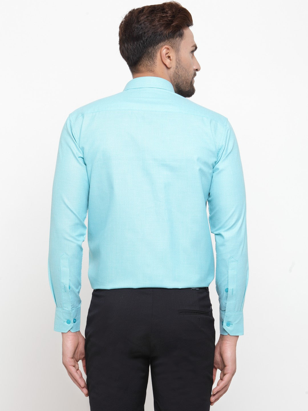 Jainish Green Men's Cotton Geometric Formal Shirts ( SF 434Green ) | Grocsy