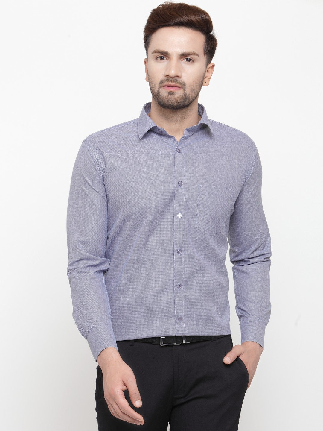Jainish Grey Men's Cotton Geometric Formal Shirts ( SF 434Grey ) | Grocsy