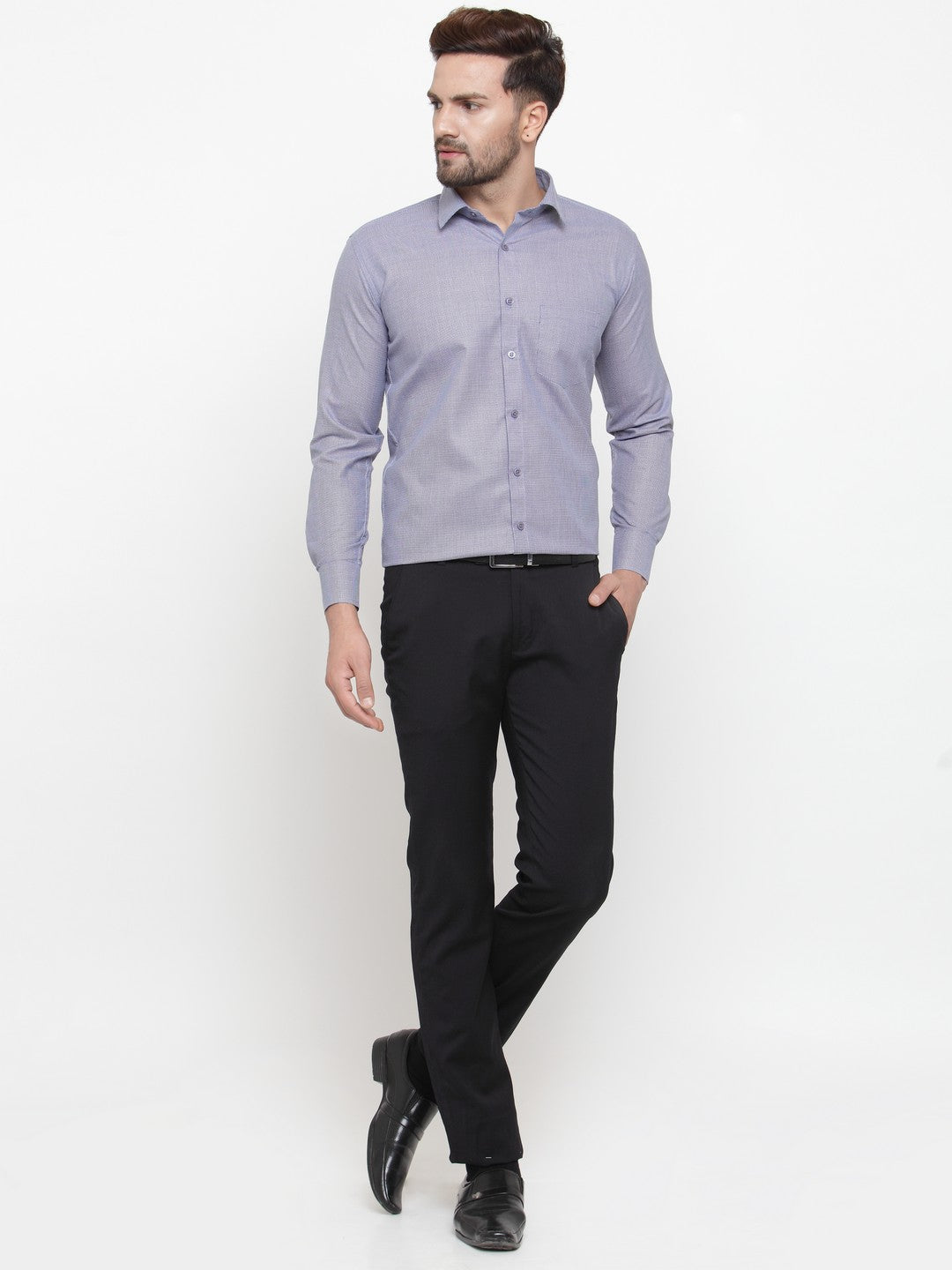 Jainish Grey Men's Cotton Geometric Formal Shirts ( SF 434Grey ) | Grocsy