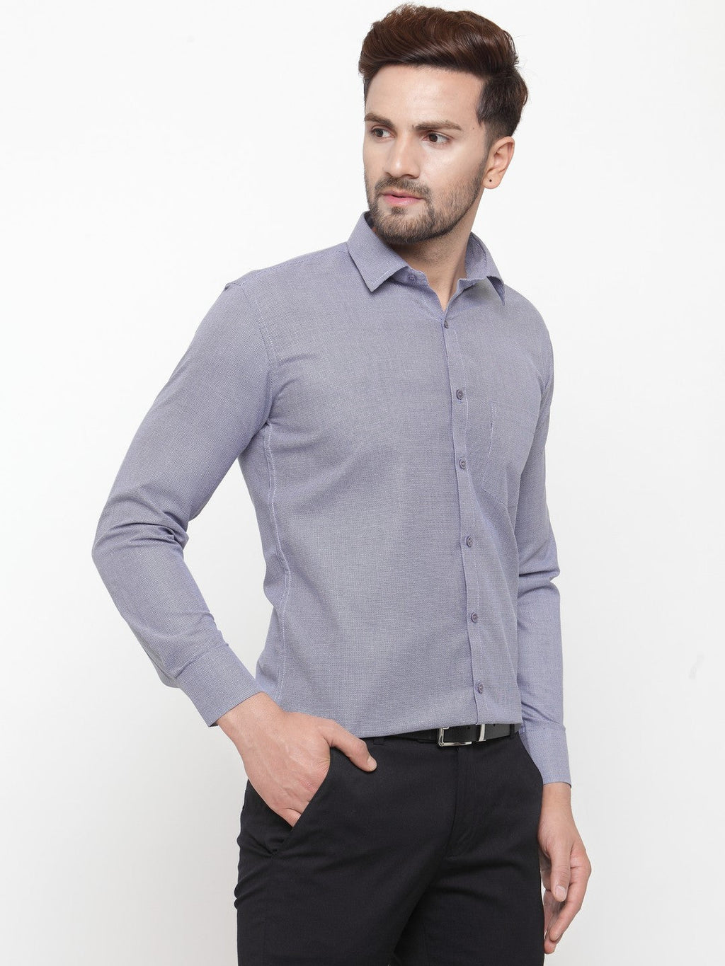 Jainish Grey Men's Cotton Geometric Formal Shirts ( SF 434Grey ) | Grocsy