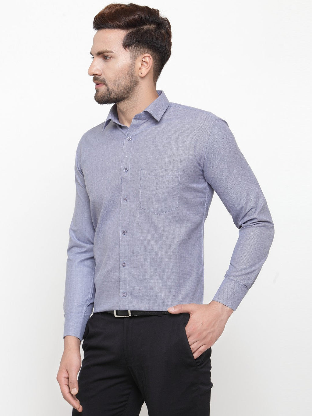 Jainish Grey Men's Cotton Geometric Formal Shirts ( SF 434Grey ) | Grocsy