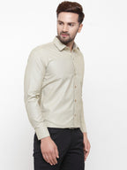 Jainish Olive Men's Cotton Geometric Formal Shirts ( SF 434Olive ) | Grocsy
