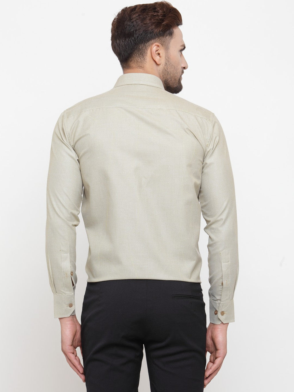 Jainish Olive Men's Cotton Geometric Formal Shirts ( SF 434Olive ) | Grocsy