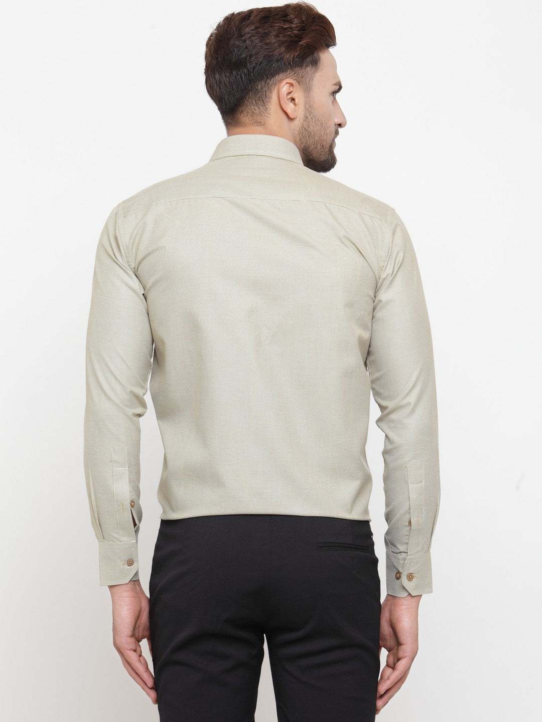 Jainish Olive Men's Cotton Geometric Formal Shirts ( SF 434Olive ) | Grocsy