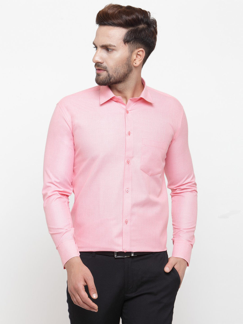 Jainish Pink Men's Cotton Geometric Formal Shirts ( SF 434Pink ) | Grocsy