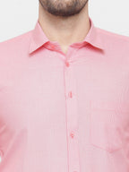 Jainish Pink Men's Cotton Geometric Formal Shirts ( SF 434Pink ) | Grocsy