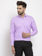 Jainish Purple Men's Cotton Geometric Formal Shirts ( SF 434Purple ) | Grocsy