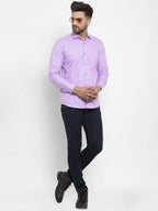 Jainish Purple Men's Cotton Geometric Formal Shirts ( SF 434Purple ) | Grocsy