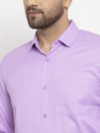 Jainish Purple Men's Cotton Geometric Formal Shirts ( SF 434Purple ) | Grocsy