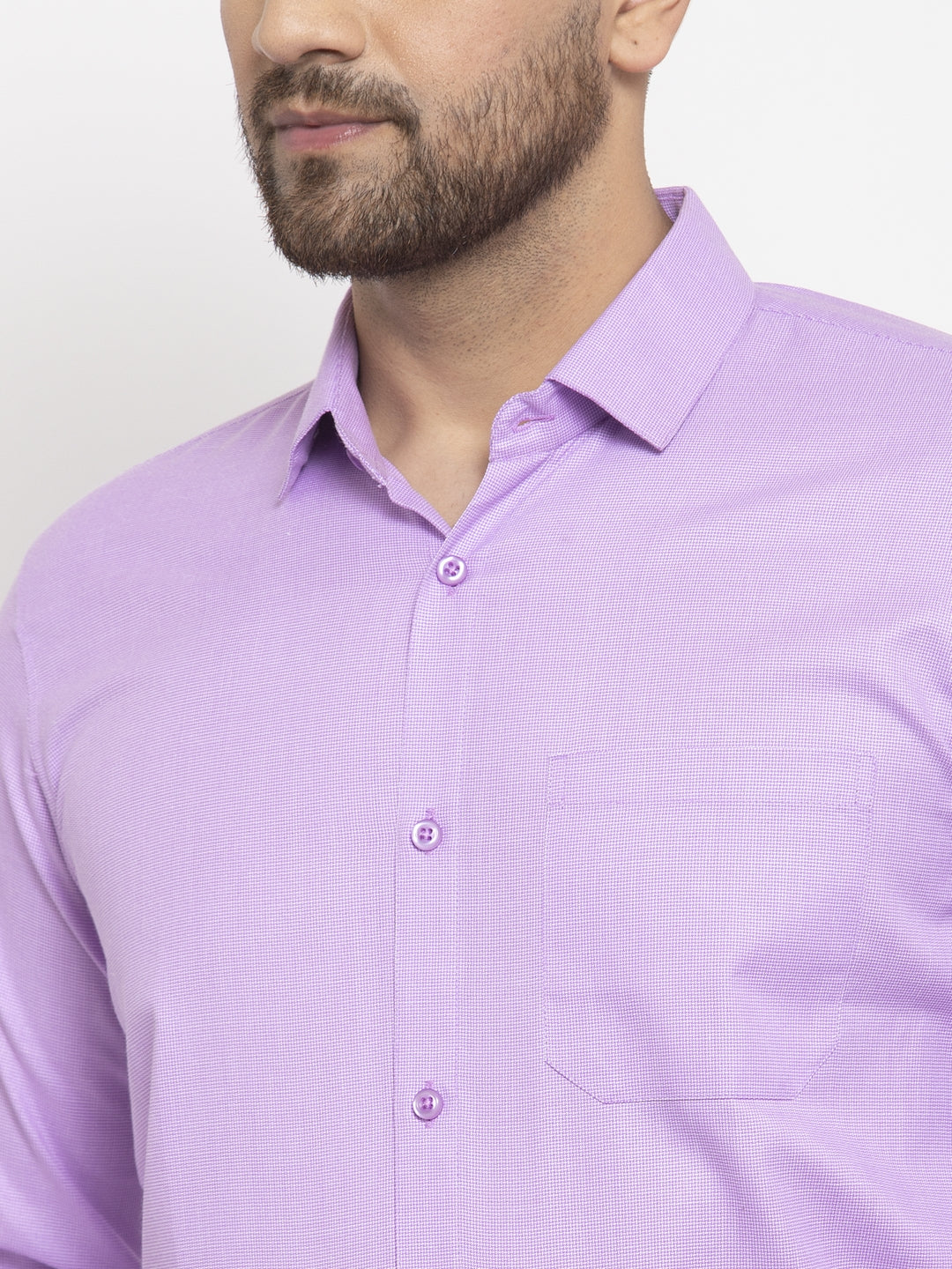 Jainish Purple Men's Cotton Geometric Formal Shirts ( SF 434Purple ) | Grocsy