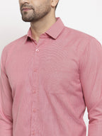 Jainish Red Men's Cotton Geometric Formal Shirts ( SF 434Red ) | Grocsy