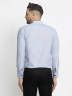 Jainish Blue Men's Cotton Solid Mandarin Collar Formal Shirts ( SF 726Sky ) | Grocsy