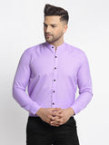 Jainish Purple Men's Cotton Solid Mandarin Collar Formal Shirts ( SF 726Voilet ) | Grocsy
