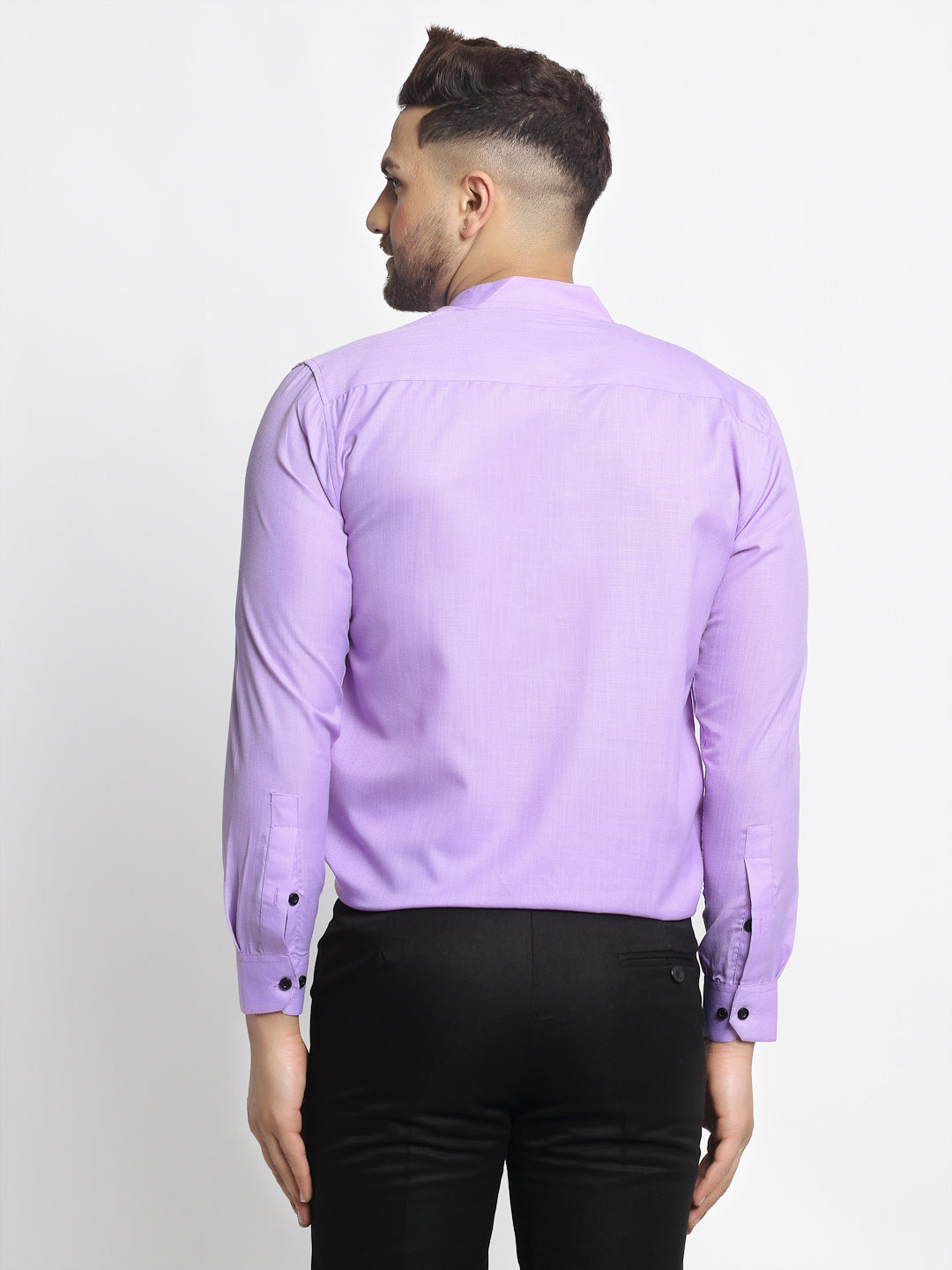 Jainish Purple Men's Cotton Solid Mandarin Collar Formal Shirts ( SF 726Voilet ) | Grocsy
