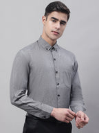 Jainish Men's Dark-Grey Cotton Solid Formal Shirt | Grocsy