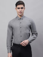 Jainish Men's Dark-Grey Cotton Solid Formal Shirt | Grocsy