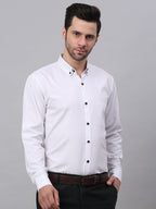 Jainish Men's Cotton Solid Button Down Formal Shirts - White | Grocsy